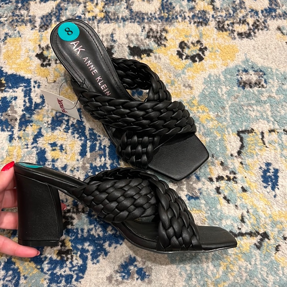 AK Anne Klein black square toe heels